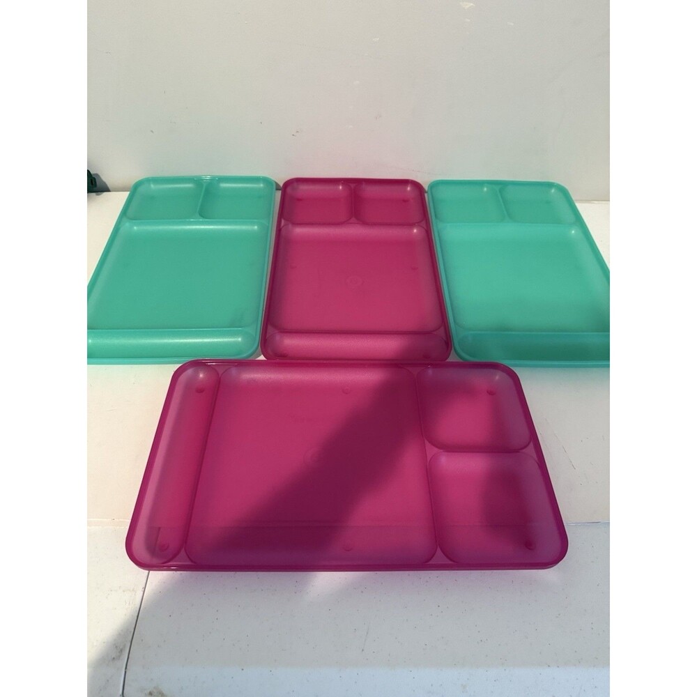 Set Of 4 Colorful VTG Tupperware Divided Trays